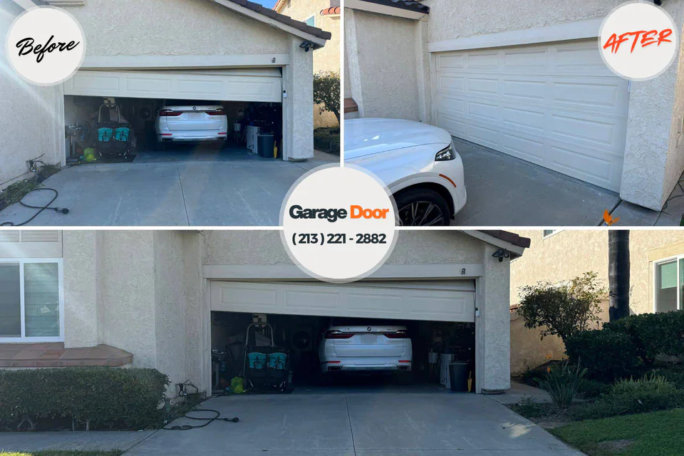 Before and after: garage door repair 76078